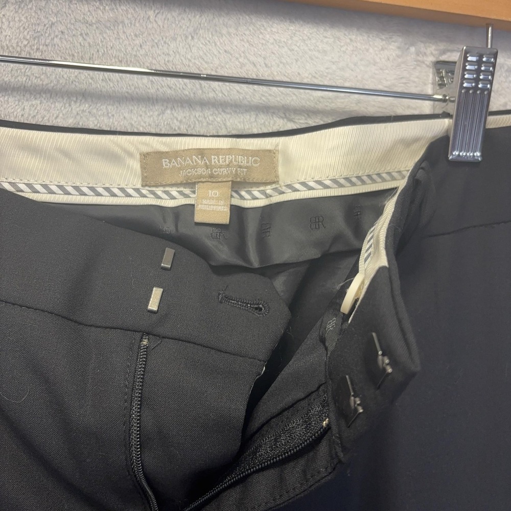 Banana Republic Jackson Curvy Fit Dress Pants Womens Size 10 Black Wool Straight - Picture 8 of 10